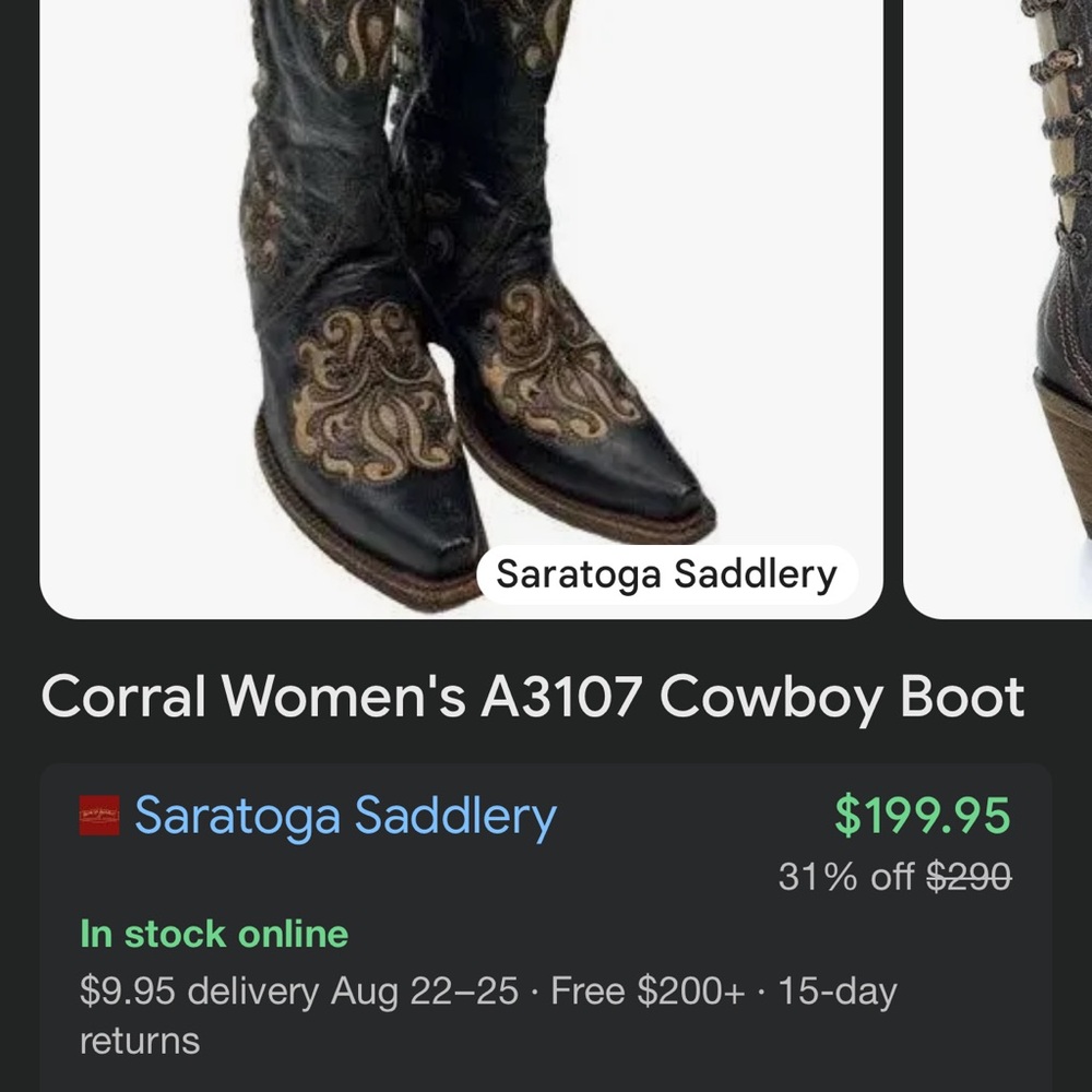 Corral Women's Black and Tan Embroidered Boots